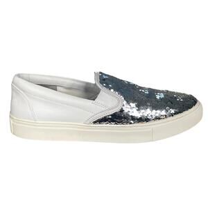 Tory Burch Women’s Carter Silver Sequin Slip On Shoes Size US 10.5